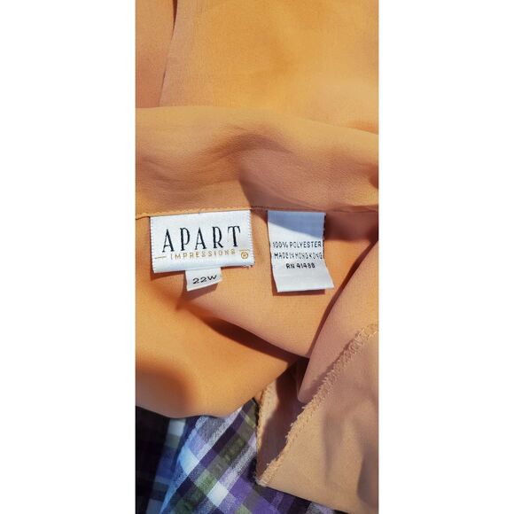 APART BLOUSE ORANGE SHORT SLEEVE POLYESTER SIZE 22W(2X) - Picture 5 of 6